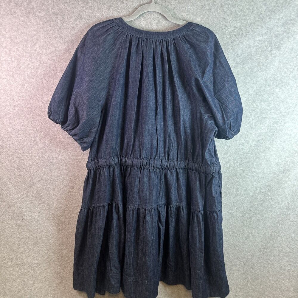 NEW Free Assembly Plus Size 2X Peplum Denim Bell Sleeve Dress Tie Front Elastic - Picture 8 of 9